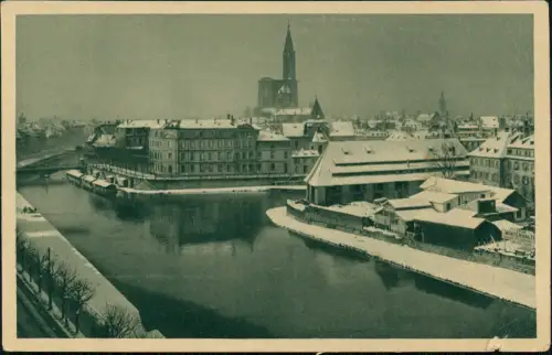 CPA Straßburg Strasbourg vom Fischerstaden gesehen im Winter 1925