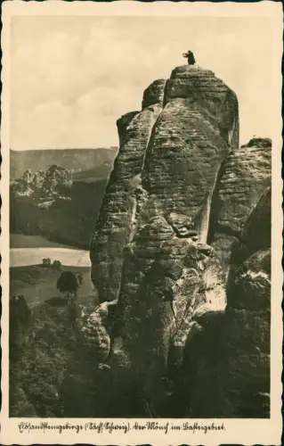 Ansichtskarte Rathen Mönch Mönchstein Fels - Fotokarte 1930