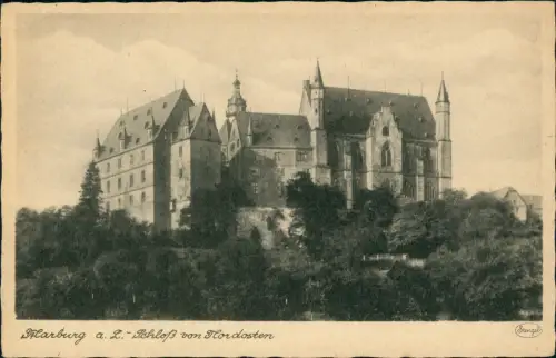 Ansichtskarte Marburg an der Lahn Schloss von Nordwesten 1928