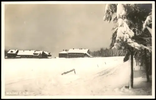Postcard Moldau Moldava Blick auf die Stadt im Winter 1930