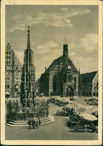 Ansichtskarte Nürnberg Markt, Markttreiben 1943  Stempel Büchersammlung der NSDAP