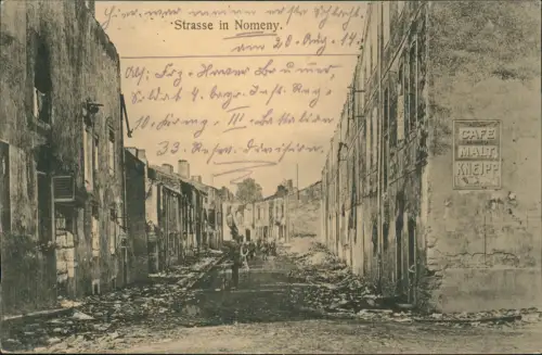 Feldpostkarte 1. Weltkrieg aus NOMENY Strassen 1915   1. Weltkrieg Feldpost