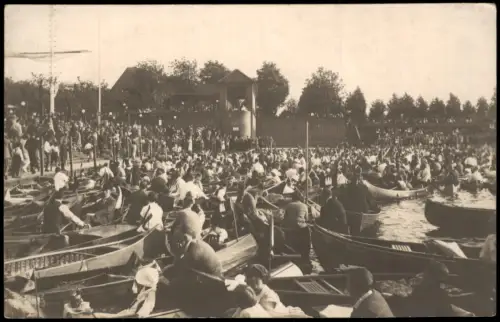 Menschen Soziales Leben: Gruppenfoto Bootstreffen Fest Menschen-Ansammlung 1910