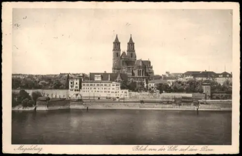 Ansichtskarte Magdeburg Panorama-Ansicht Blick von der Elbe auf den Dom 1931