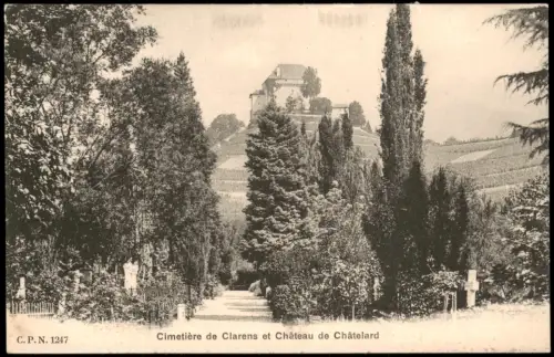 Clarens-Montreux (Muchtern) Cimetière de Clarens et Château de Châtelard 1900