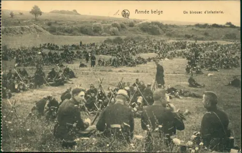 Postkaart Belgien Un bivouac d'infanterie. Armée belge 1915  Stempel Charleroy
