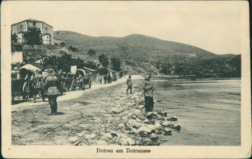 Mazedonia Mazedonien Dojran Doiran Soldaten Kolonne 1915  gel. Feldpoststempel
