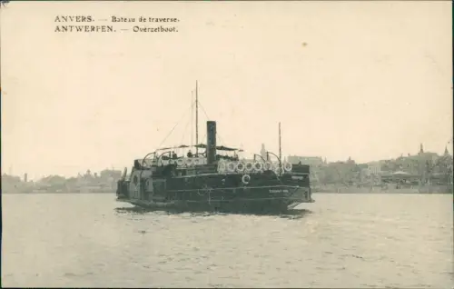 Postkaart Antwerpen Anvers Bateau de traverse. Overzetboot. Dampfer 1914