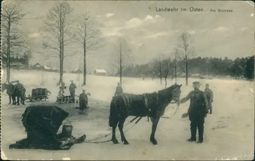 Ansichtskarte  Landwehr im Osten im Winter 1916  Gel. Feldpoststempel