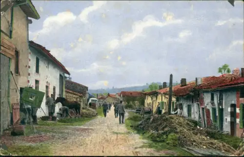 CPA .Frankreich Straße in Dern - Color WK1 1916  gel Feldpoststempel