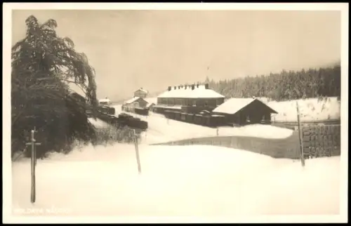 Postcard Moldau Moldava Bahnhof im Winter 1930