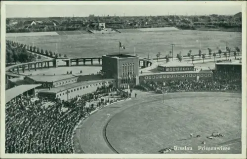 Breslau Wrocław Friesenwiese Sportstätte aus der Vogelschau 1938