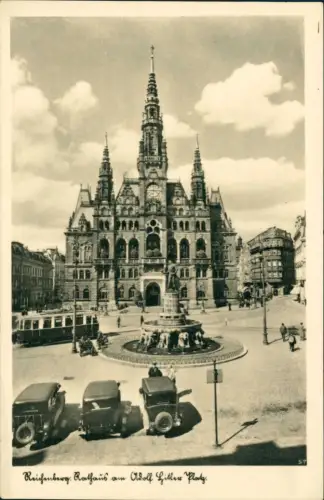 Postcard Reichenberg Liberec Rathaus am Marktplatz 1939