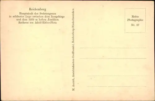 Postcard Reichenberg Liberec Rathaus am Marktplatz 1939