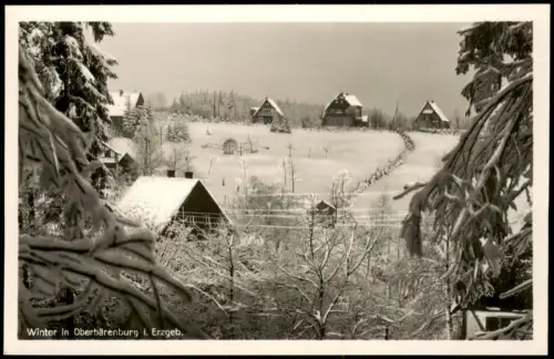 Ansichtskarte Oberbärenburg-Altenberg (Erzgebirge) Hangblick im Winter 1927
