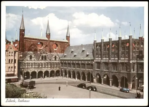 Ansichtskarte Lübeck Partie am Rathaus 1940
