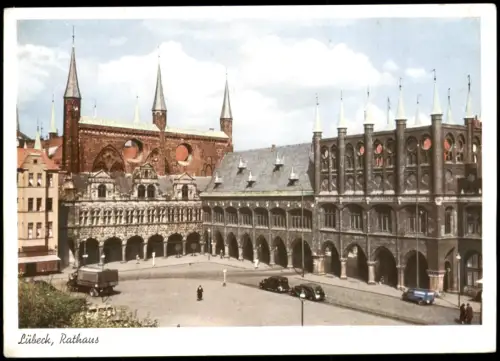 Ansichtskarte Lübeck Partie am Rathaus 1940