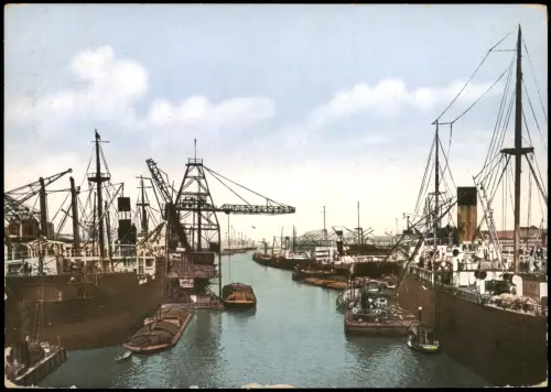 Ansichtskarte Bremen Hafen Kräne Entladung Schiffe 1930