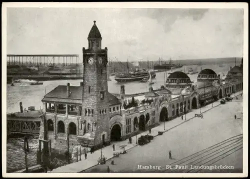 Ansichtskarte St. Pauli-Hamburg Landungsbrücken Partie am Hafen 1939