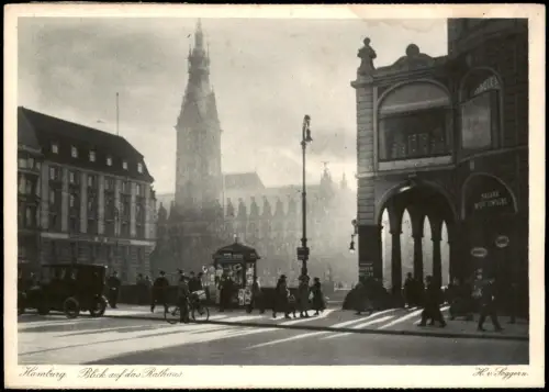 Ansichtskarte Hamburg Auto, Blick auf das Rathaus 1930