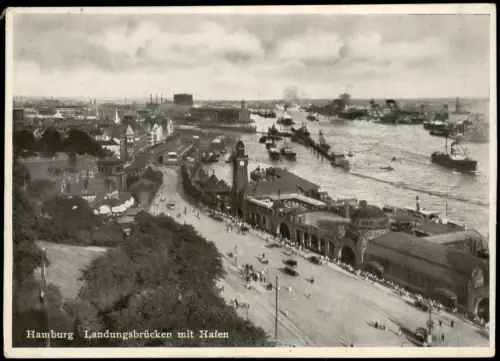 St. Pauli-Hamburg Landungsbrücken, Hafen aus der Vogelschau-Perspektive 1939