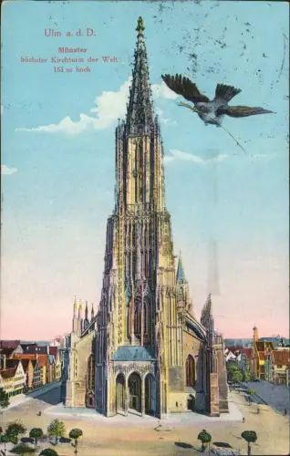 Ansichtskarte Ulm a. d. Donau Ulmer Münster 1931   Bahnpost Nürnberg - Hof