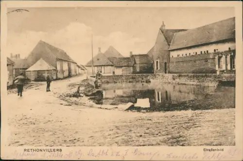 Ansichtskarte  Feldpostkarte 1. WK RETHONVILLERS Straße 1917  Feldpoststempel