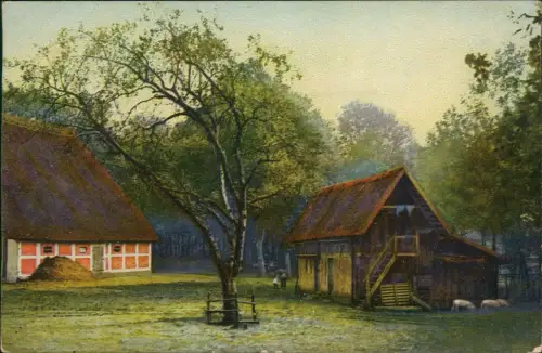 Ansichtskarte  Stimmungsbild Dorf Bauernhof 1910   Bahnpoststempel Zug 9