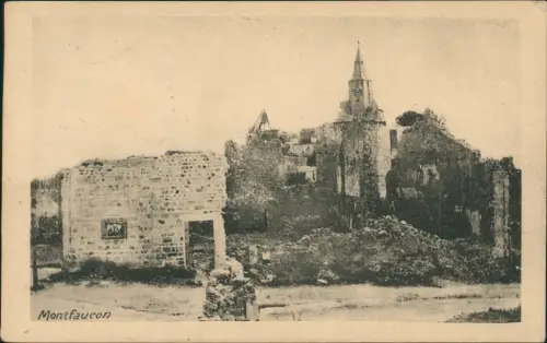 CPA Montfaucon Ortsansicht 1916  Feldpoststempel