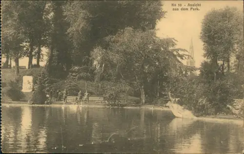 Ansichtskarte 1. WK Soldaten im Park 1918   1. Weltkrieg Feldpoststempel