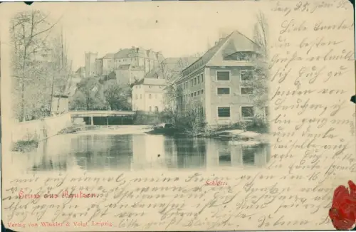 Ansichtskarte Bautzen Budyšin Schloss und Spreepartie 1898