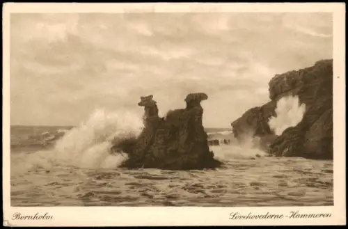Bornholm Umlandansicht Meeres Felsen Lovehovederne-Hammeren 1920
