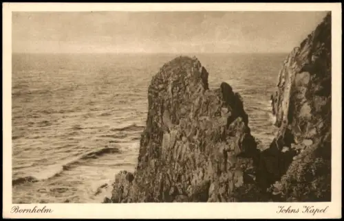 Postcard Bornholm Johns Kapel Meer Küste Felsen-Landschaft 1920
