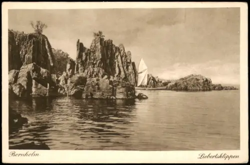 Postcard Bornholm Umlandansicht Fels-Küste Liebertsklippen 1920