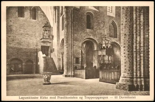 Tondern Tønder   Løgumkloster Kirke med Prædikestolen og Trappeopgangen 1910