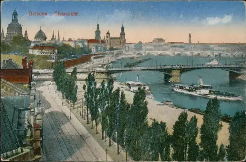 Ansichtskarte Dresden Panorama-Ansicht Dresden Elbansicht 1910