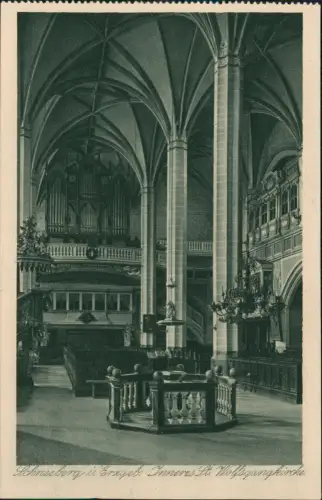 Ansichtskarte Schneeberg (Erzgebirge) Inneres der St. Wolfgangs-Kirche 1920