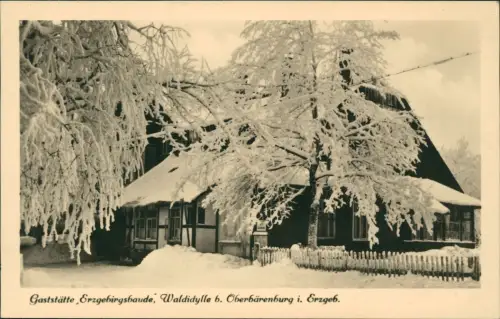 Oberbärenburg-Altenberg Gaststätt e Waldidylle Erzgebirge im Winter 1953