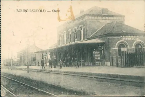 Postkaart Leopoldsburg Bourg-Léopold Bahnhof Statie 1915