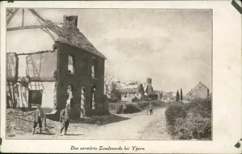 Ansichtskarte  Das zerstörte Zandvoorde Militär Wk1 1915