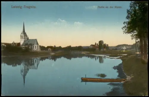 Ansichtskarte Tragnitz-Leisnig Partie an der Mulde. 1915