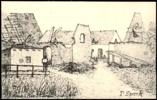 Ansichtskarte  Künstlerkarte - Militär Kohlezeichnung Kriegsbild WK1 1916