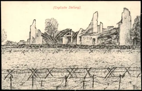 Ansichtskarte  Künstlerkarte - Militär Englische Stellung WK1 1915
