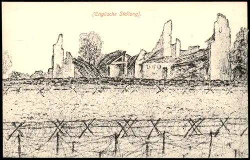 Ansichtskarte  Künstlerkarte - Militär Englische Stellung WK1 1915