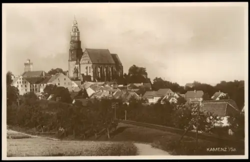 Ansichtskarte Kamenz Kamjenc Stadt Bahnstrecke 1927