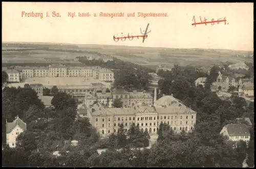 Freiberg (Sachsen) Kgl. Land- u. Amtsgericht und Jägerkaserne. 1912