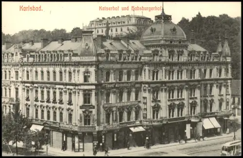 Postcard Karlsbad Karlovy Vary Kaiserhof und Habsburgerhof 1909