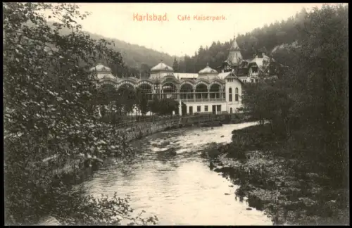 Postcard Karlsbad Karlovy Vary Café Kaiserpark. 1912