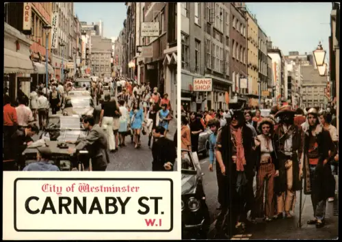 Postcard London Carnaby St. City of Westminster, Frequentors 1970