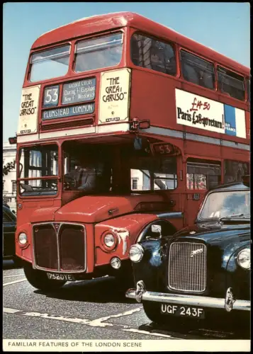 Postcard London Bus und Taxi Familiar Features of the London Scene 1975